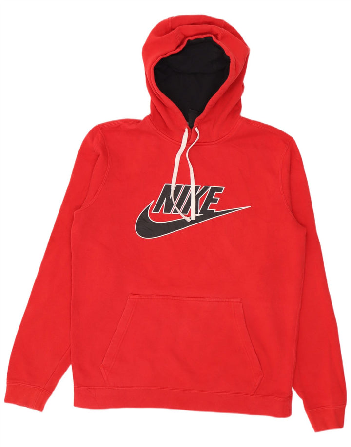 Nike Mens Graphic Hoodie Jumper Medium Red Cotton