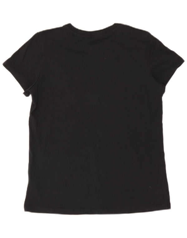 Nike Womens Slim Fit Graphic T-Shirt Top UK 14 Large Black Cotton