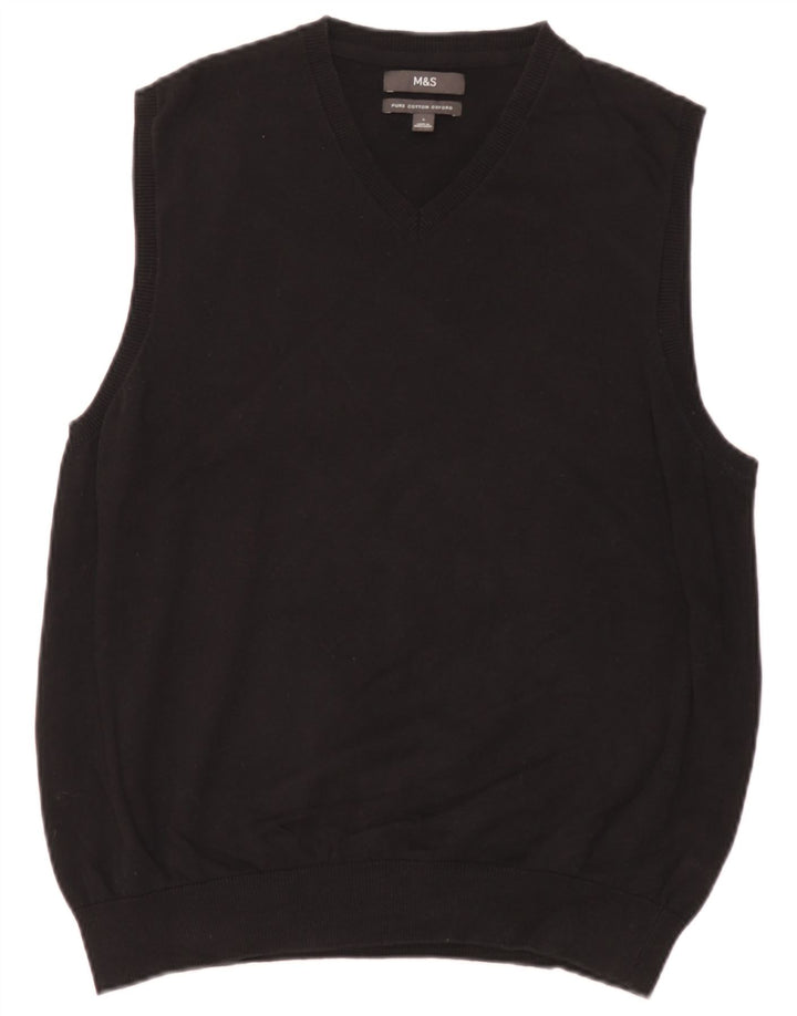 Marks & Spencer Mens Vest Tank Top Large Black Cotton