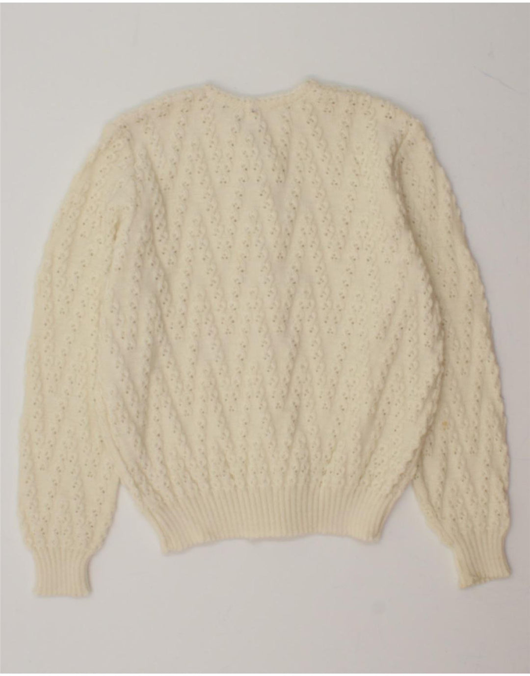 VINTAGE Womens Cardigan Sweater UK 14 Medium Beige Polyacrylic Vintage Vintage and Second-Hand Vintage from Messina Hembry 