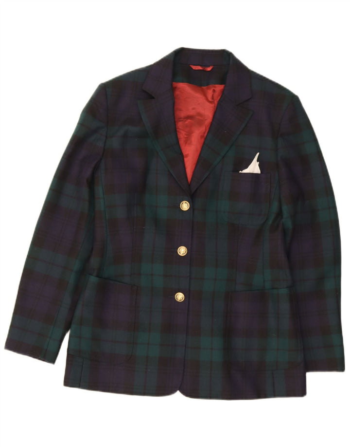 Charles Robertson Dame 3 Button Blazer Jacket UK 14 Large Navy Blue Plaid