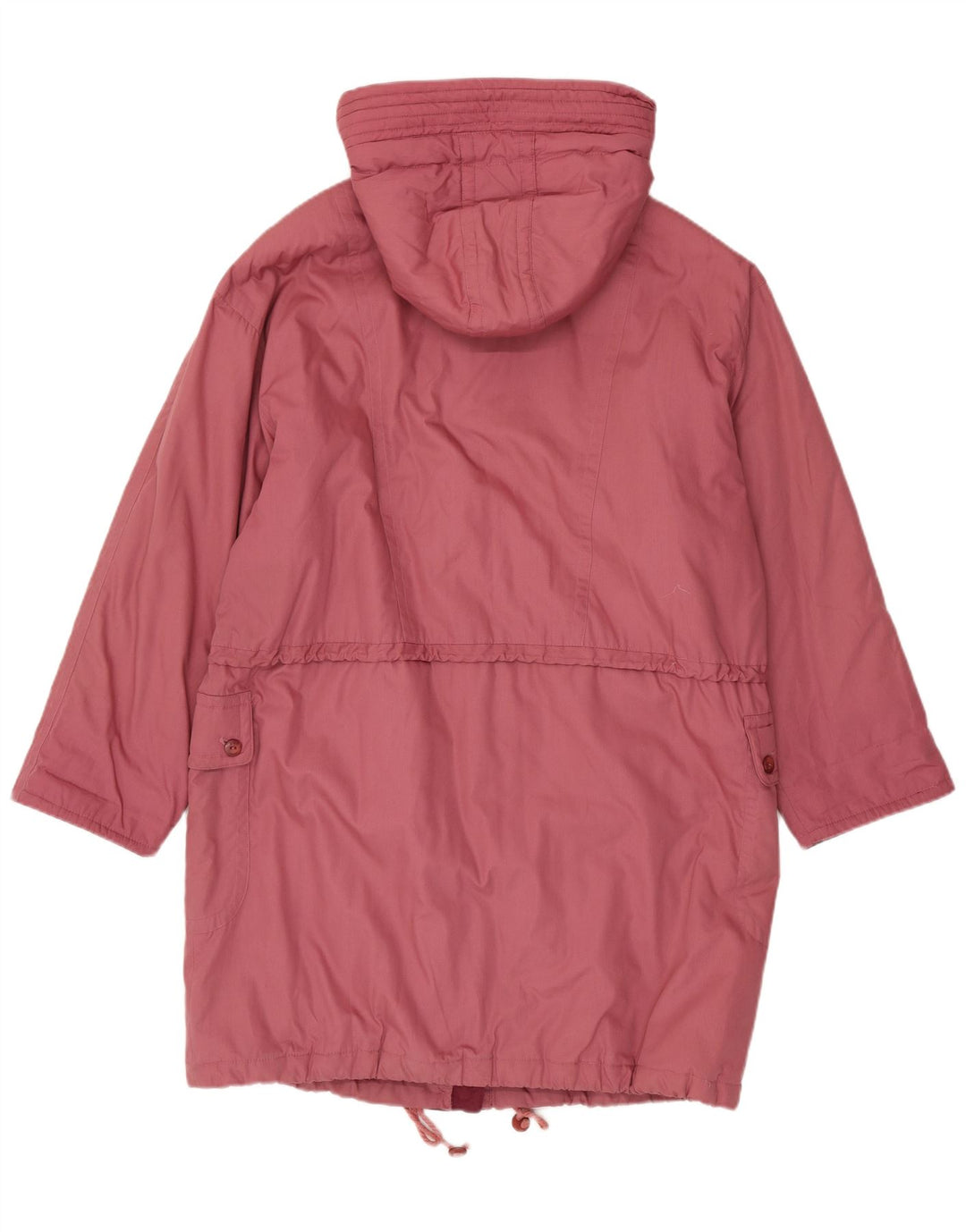 Vintage Womens Hooded Oversized Padded Coat UK 16 Large Pink Polyester