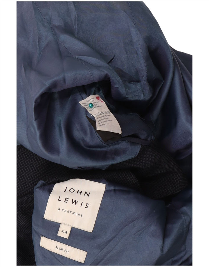 John Lewis Mens 2 Button Slim Fit Blazer Jacket UK 42 XL Navy Blue Wool