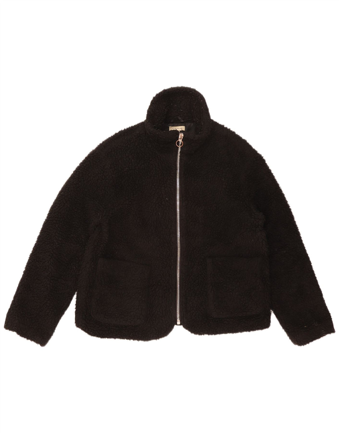 Topshop Dame Oversized Fleecejakke UK 14 Medium Sort Polyester