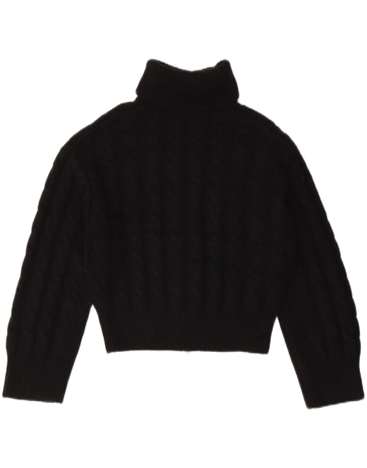 Cos Womens Crop Oversized Cardigan Sweater UK 10 Small Black Wool