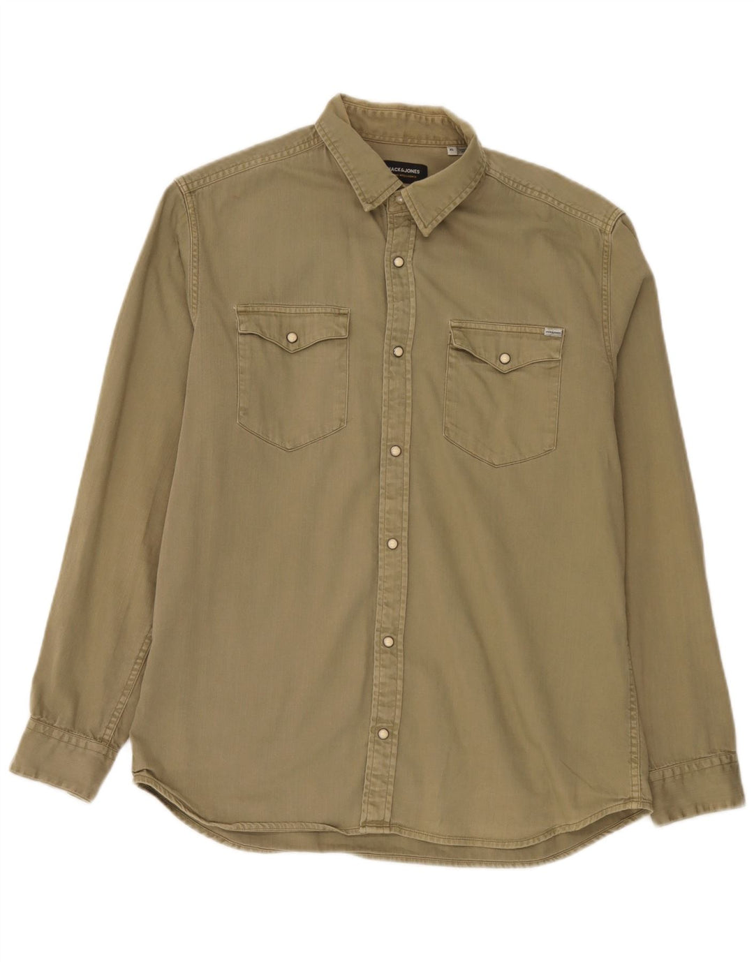 Jack & Jones Mens Denim Shirt XL Khaki