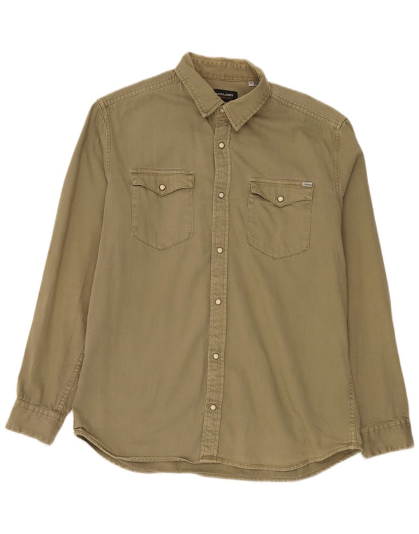 Jack & Jones Hombre Camisa Vaquera XL Caqui