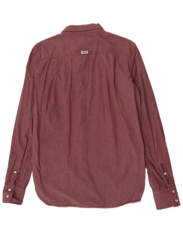Superdry Mens Shirt Medium Burgundy Cotton
