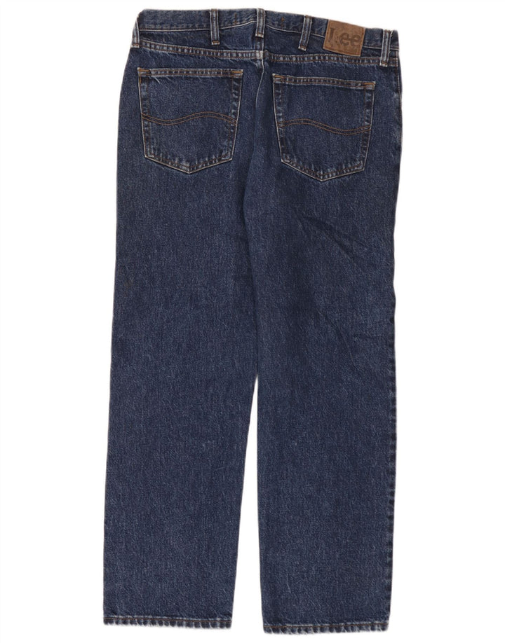 Lee Mens Regular Fit Straight Jeans W34 L29 Navy Blue Cotton