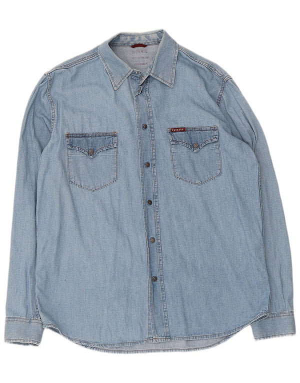 Carrera denimskjorte til mænd, stor blå bomuld
