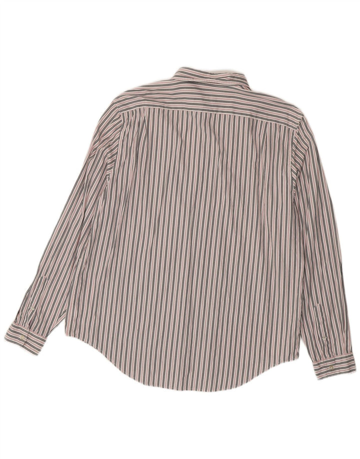 Lacoste Mens Regular Fit Shirt Size 45 XL White Striped Cotton