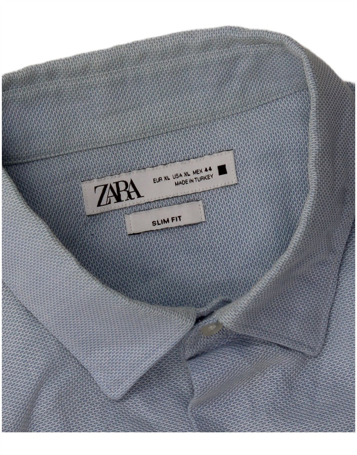 Zara Mens Slim Fit Shirt XL Blue