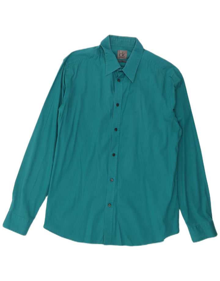 CALVIN KLEIN Mens Stretch Shirt XL Green Cotton