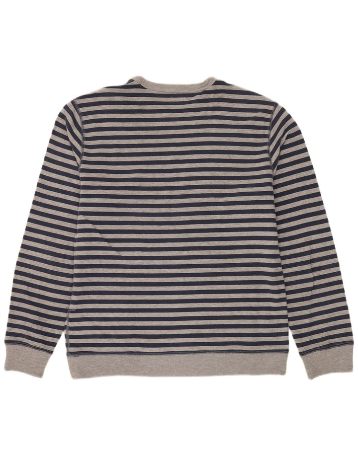 Lee Womens Regular Fit Sweatshirt Jumper UK 16 Large Grey Striped Cotton