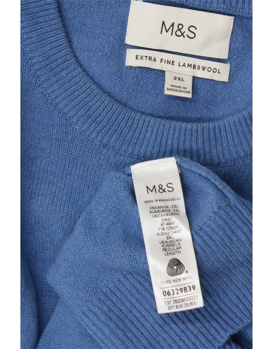 Maglione maglione girocollo da uomo Marks & Spencer 2XL lana blu