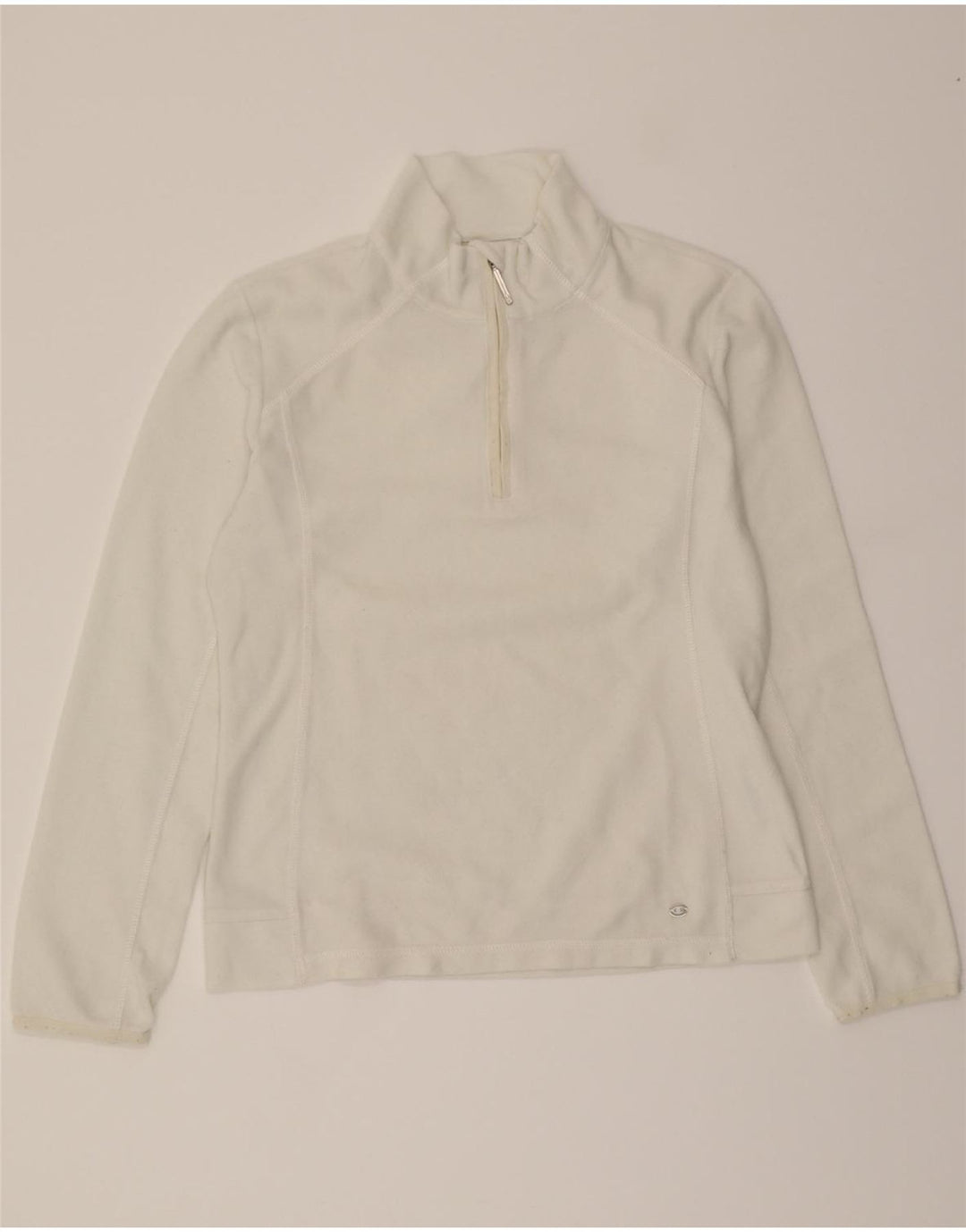 CHAMPION Womens Zip Neck Fleece Jumper UK 16 Large White Polyester Vintage Champion and Second-Hand Champion from Messina Hembry 