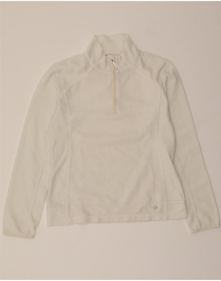 CHAMPION Womens Zip Neck Fleece Jumper UK 16 Large White Polyester Vintage Champion and Second-Hand Champion from Messina Hembry 