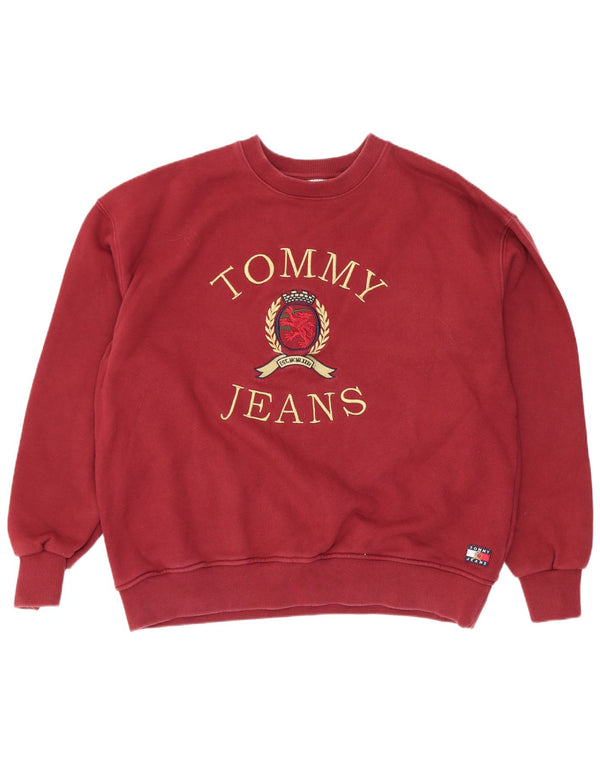 Felpa grafica da uomo Tommy Hilfiger Jumper XL Maroon Cotton