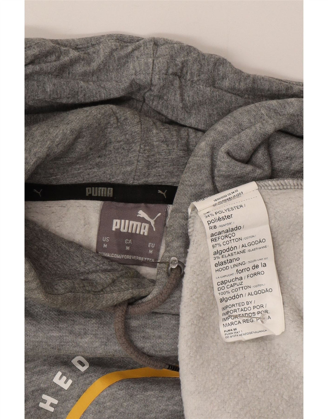 Felpa con cappuccio grafica PUMA da uomo in cotone grigio medio