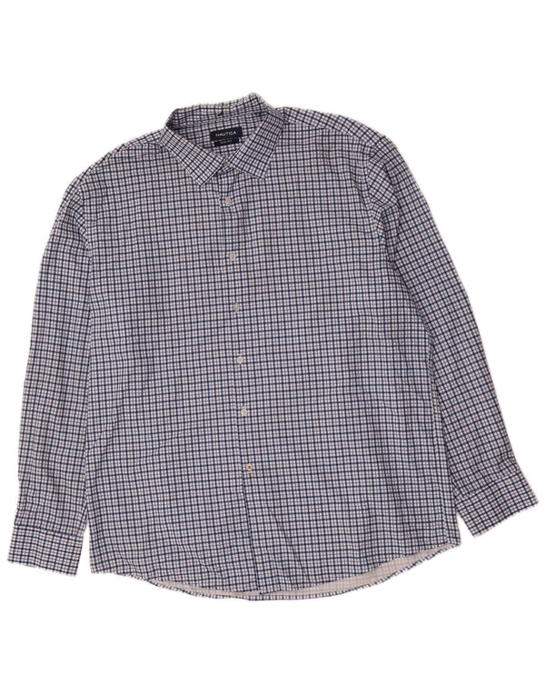 Nautica Camisa Slim Fit para Hombre Talla 17 1/2 XL Poliéster a Cuadros Azul