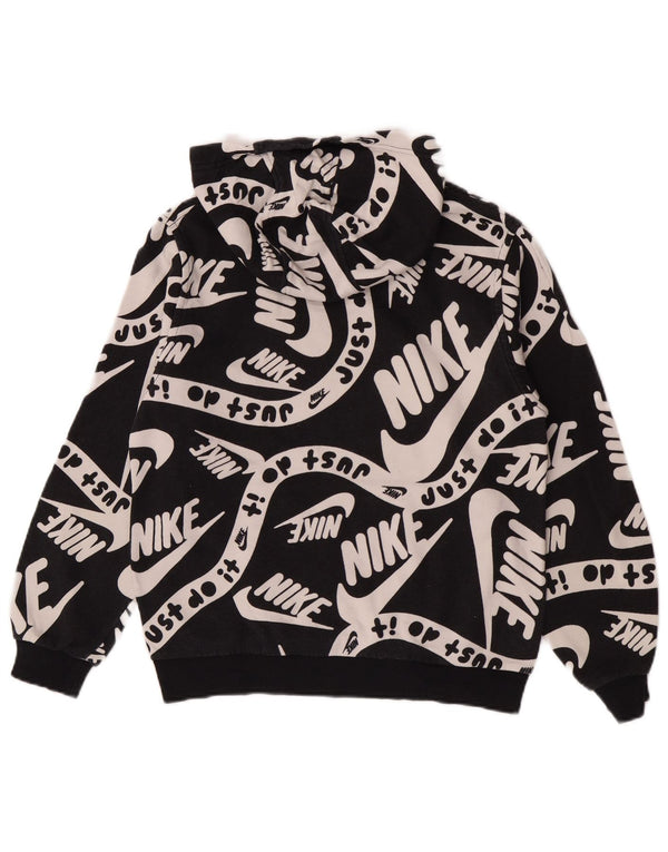 Nike Boys Graphic Regular Fit Hoodie Jumper 12-13 Years Large Black Cotton