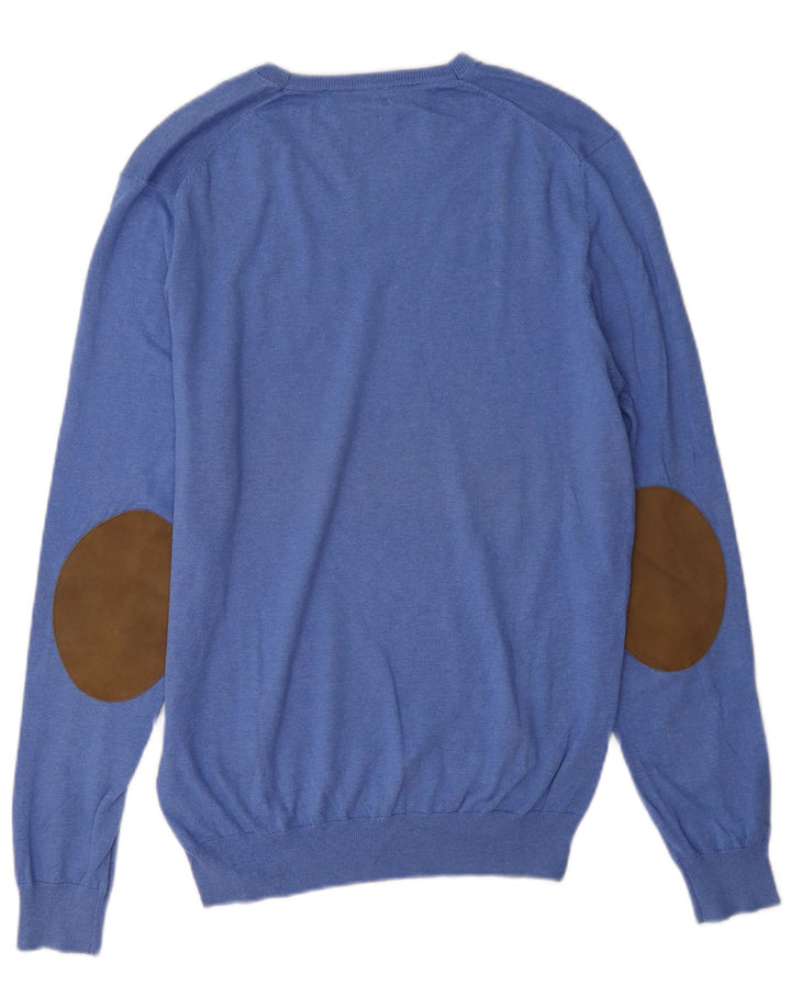 Massimo Dutti Herre V-hals sweater Medium Blå Bomuld