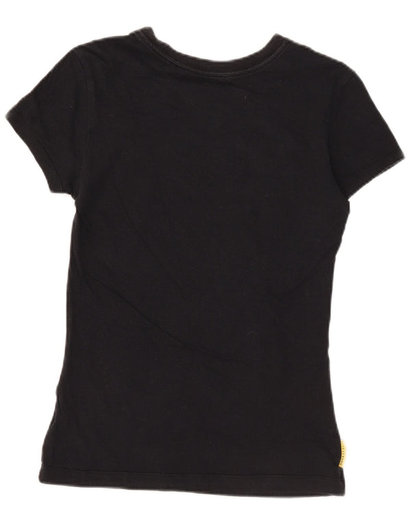 Nike Womens Graphic T-Shirt Top UK 10 Small Black Cotton