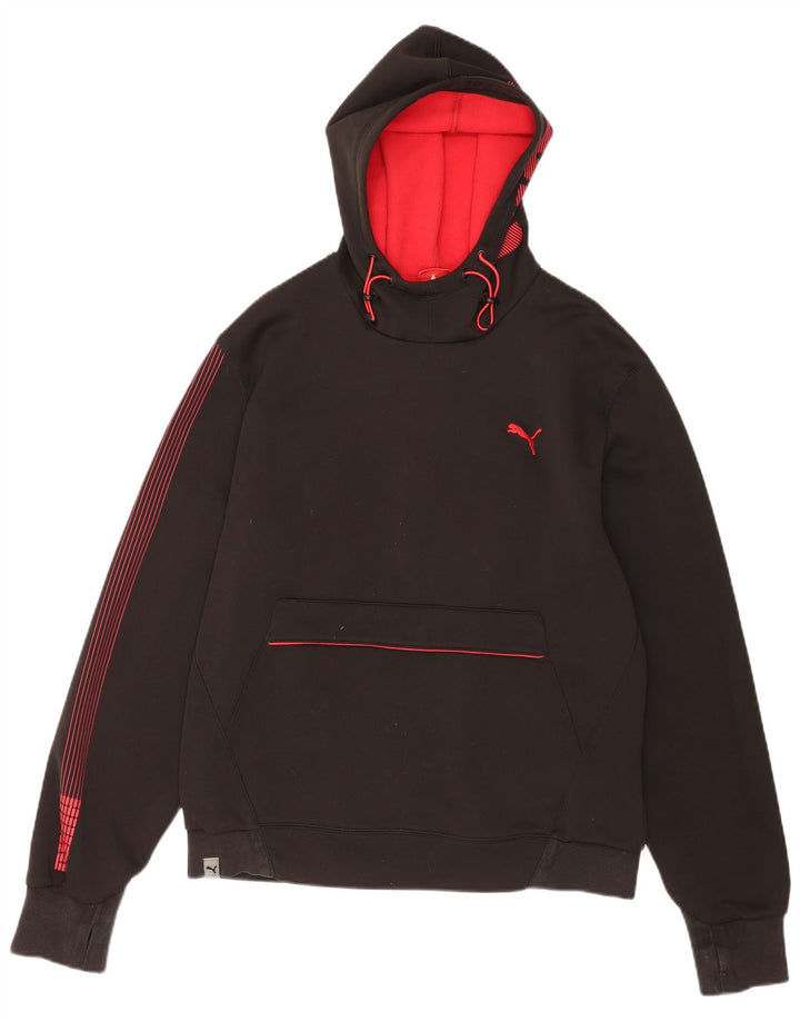 Puma Mens Hoodie Jumper Large Black Colourblock Polyester