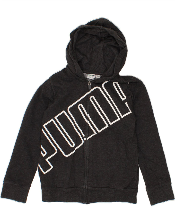 PUMA Boys Graphic Zip Hoodie Sweater 7-8 Years Small Grey Cotton Vintage Puma and Second-Hand Puma from Messina Hembry 