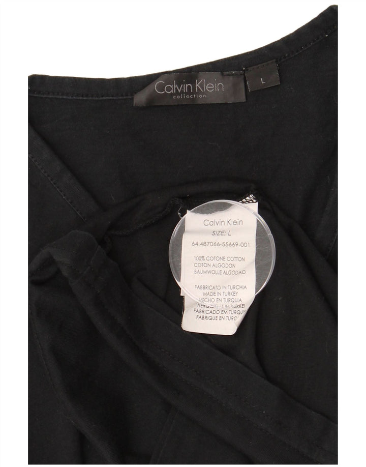 CALVIN KLEIN Mens Graphic T-Shirt Top Large Black Cotton