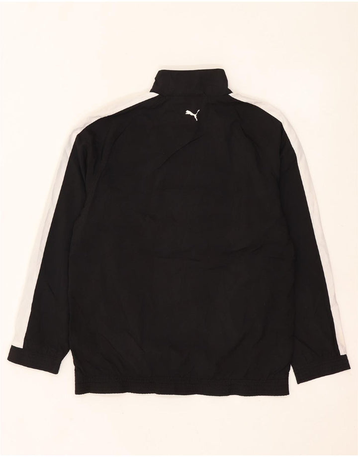 PUMA Boys Graphic Tracksuit Top Jacket 11-12 Years Black Colourblock