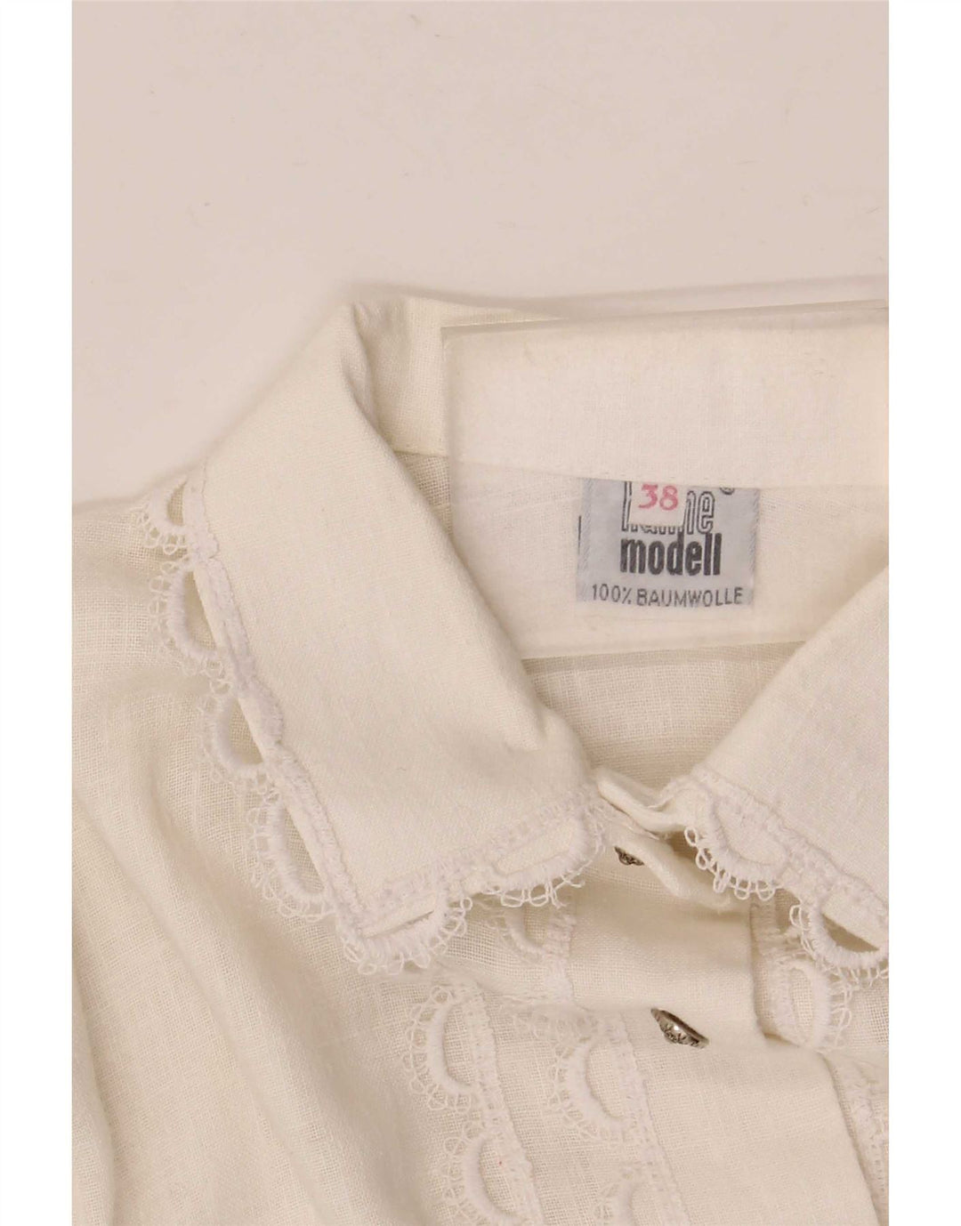 Hanne Modell Womens Shirt Blouse EU 38 Medium White Floral Cotton