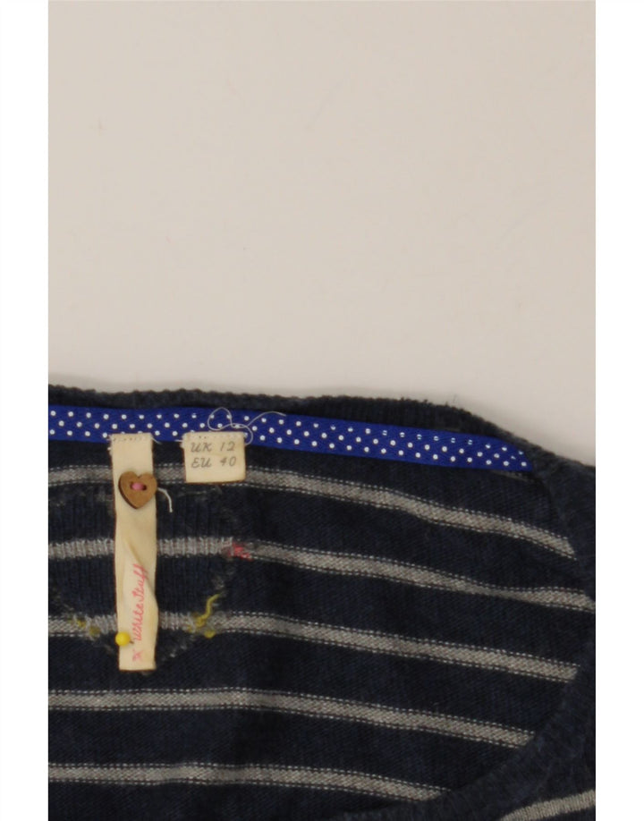 WHITE STUFF Womens Boat Neck Jumper Sweater UK 12 Medium Navy Blue Heart Vintage White Stuff and Second-Hand White Stuff from Messina Hembry 