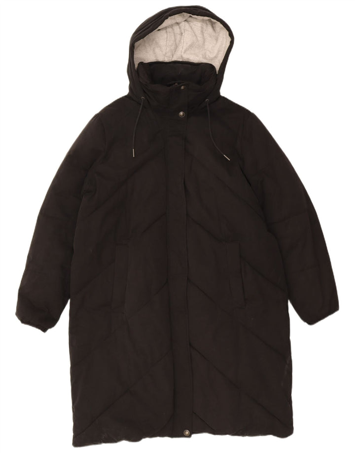 Cappotto imbottito oversize con cappuccio da donna Fat Face UK 14 grande poliestere nero