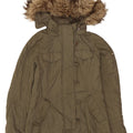 Woolrich Womens Hooded Parka Jacket UK 10 Small Khaki Nylon