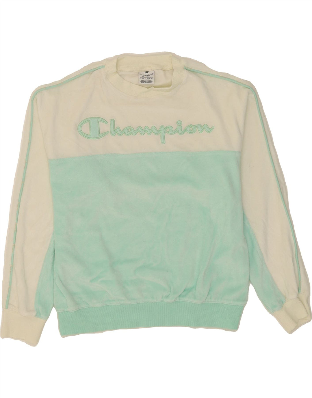 CHAMPION Womens Oversized Sweatshirt Jumper UK 10 Small Turquoise Vintage Champion and Second-Hand Champion from Messina Hembry 