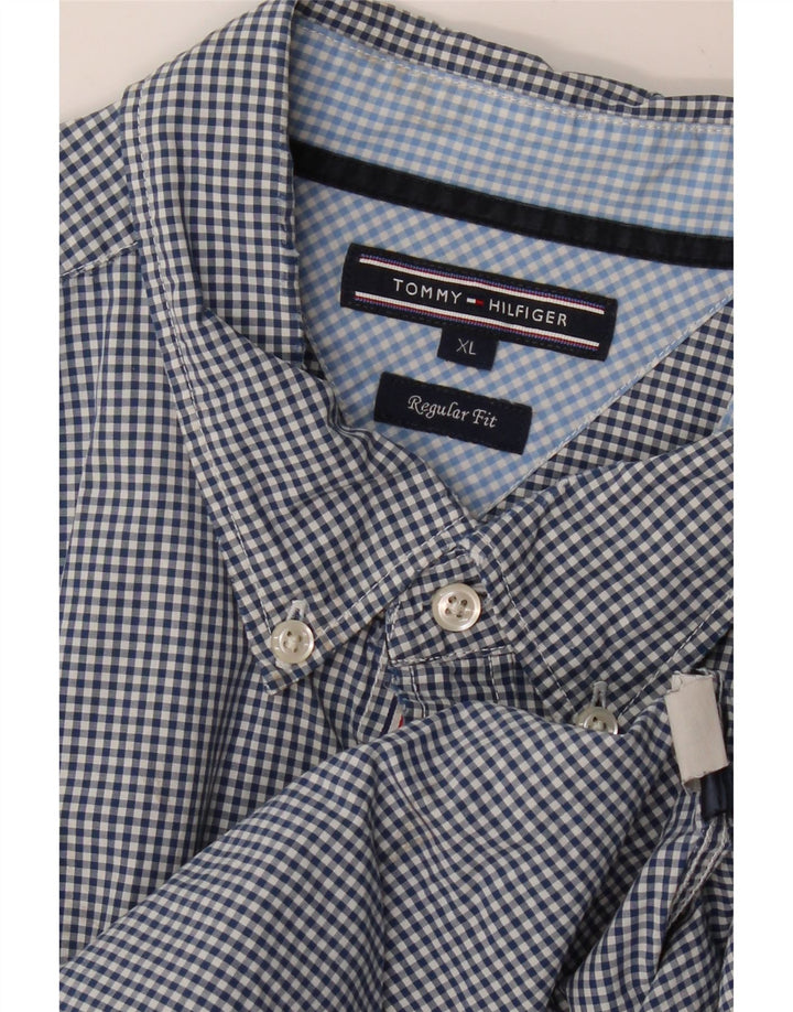 TOMMY HILFIGER Mens Regular Fit Shirt XL Navy Blue Gingham