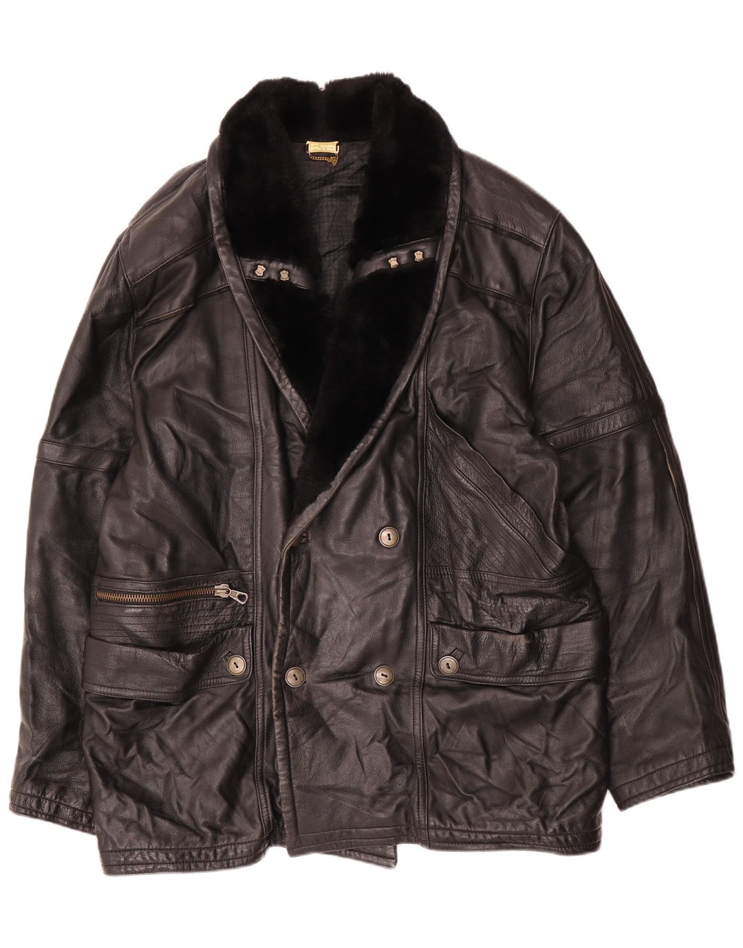 Veste en cuir homme vintage IT 52 XL Cuir noir