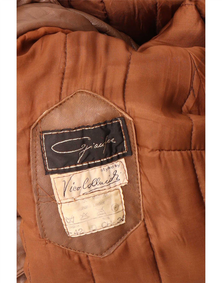 Veste en cuir femme vintage IT 42 Cuir marron moyen
