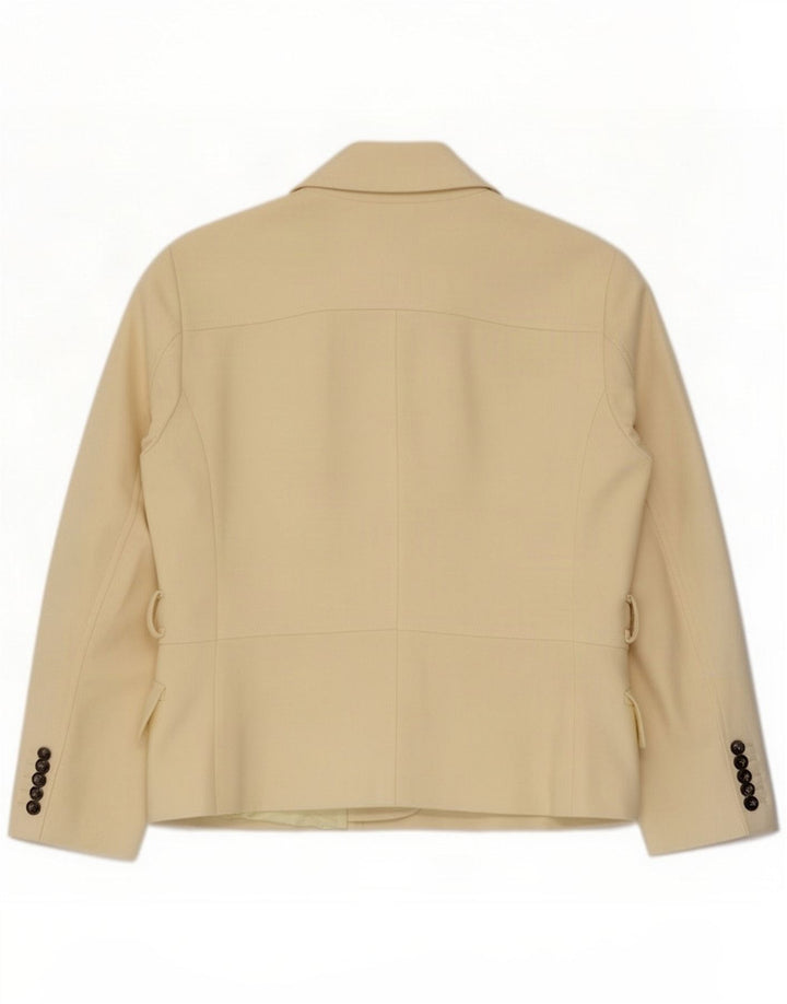 Benetton Veste blazer à 5 boutons pour femme IT 46 Large laine blanc cassé