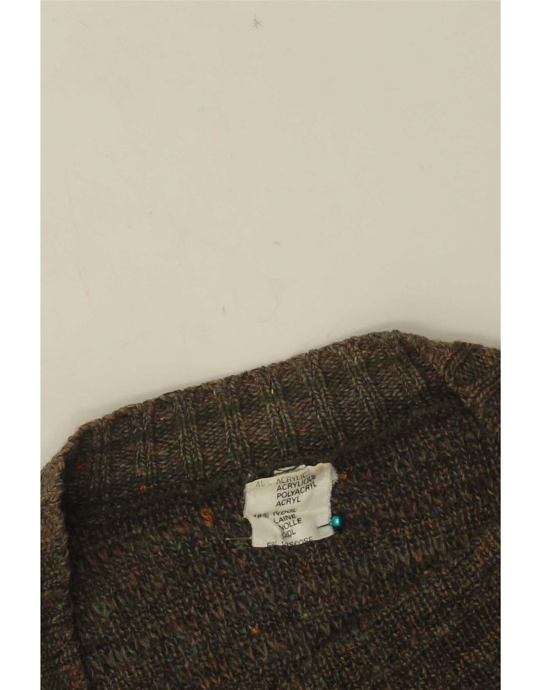 Vintage Mens Cardigan Sweater IT 50 Medium Khaki Flecked Acrylic