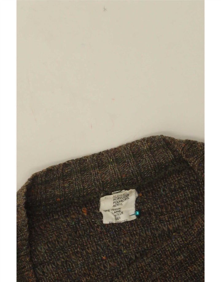 Vintage Mens Cardigan Sweater IT 50 Medium Khaki Flecked Acrylic