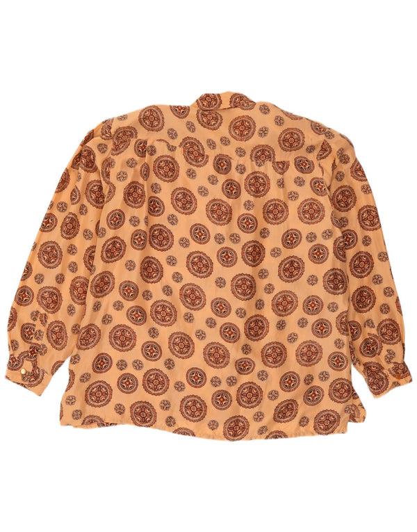 Vintage Womens Oversized Shirt Blouse UK 16 Large Orange Floral Silk