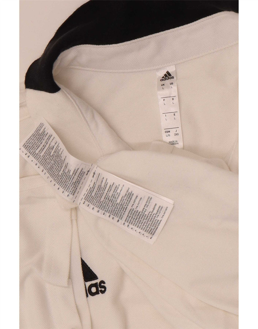Polo Adidas da uomo grande in cotone bianco