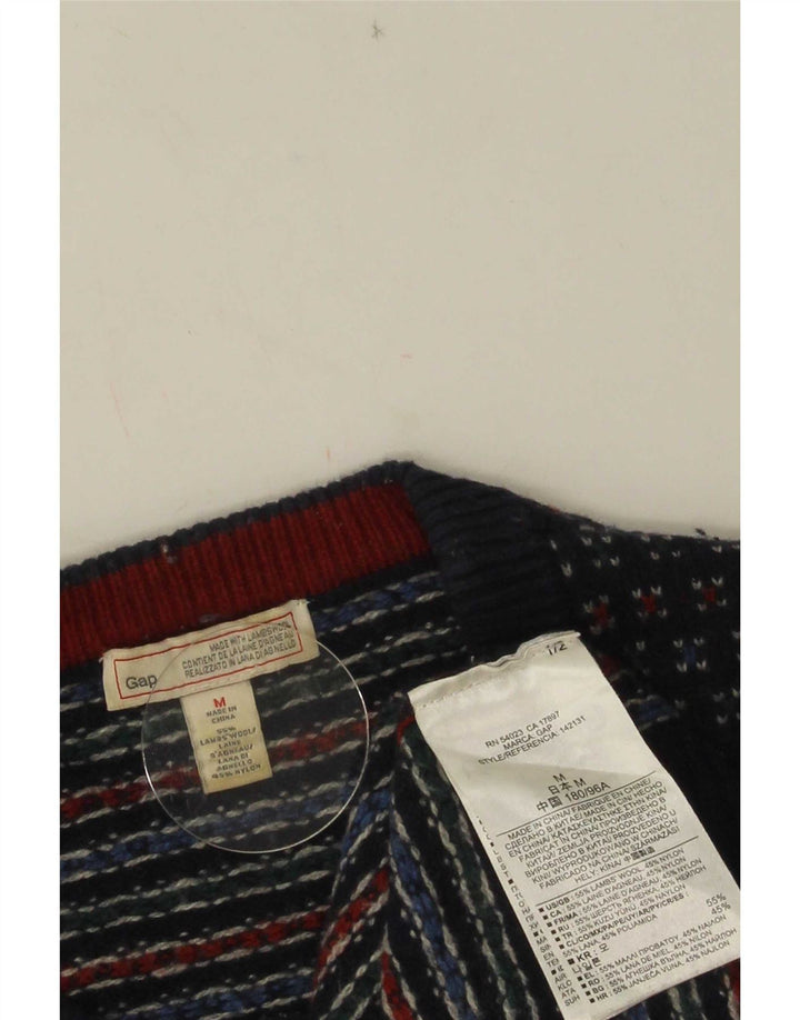 Gap Mens Crew Neck Jumper Sweater Medium Navy Blue Spotted Wool