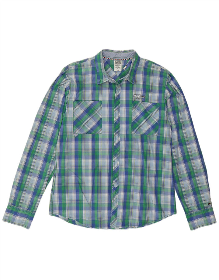 Camicia da uomo Tommy Hilfiger XL in cotone a quadri verdi