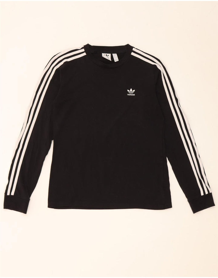 Adidas Γυναικείο τοπ μακρυμάνικο UK 12 μεσαίο μαύρο βαμβακερό