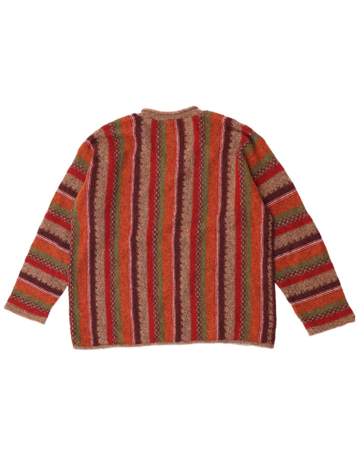 Maglione da uomo con scollo a V Esprit, lana a righe grandi multicolori