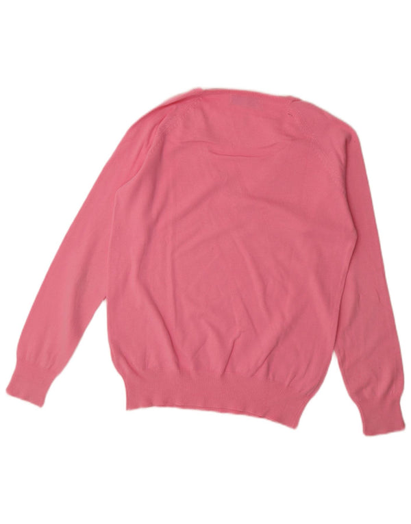 Zara Womens V-Neck Jumper Sweater UK 18 XL Pink Cotton