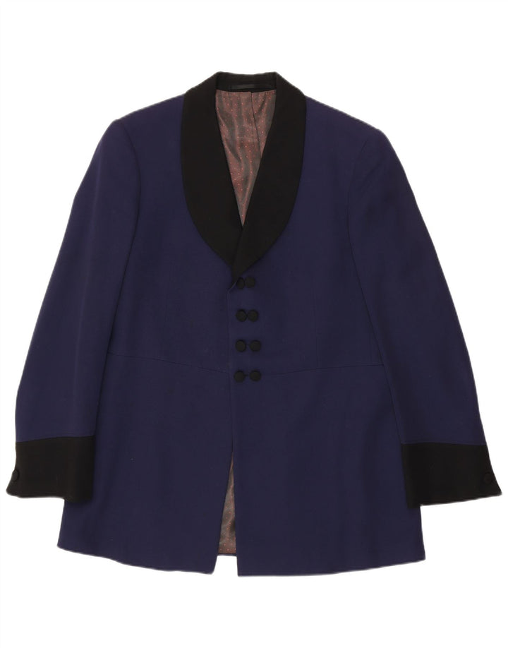 Vintage Mens Blazer Jacket UK 38 Medium Navy Blue Colourblock